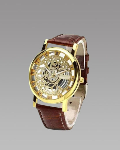 Gold Leather Analog Watch (Men)