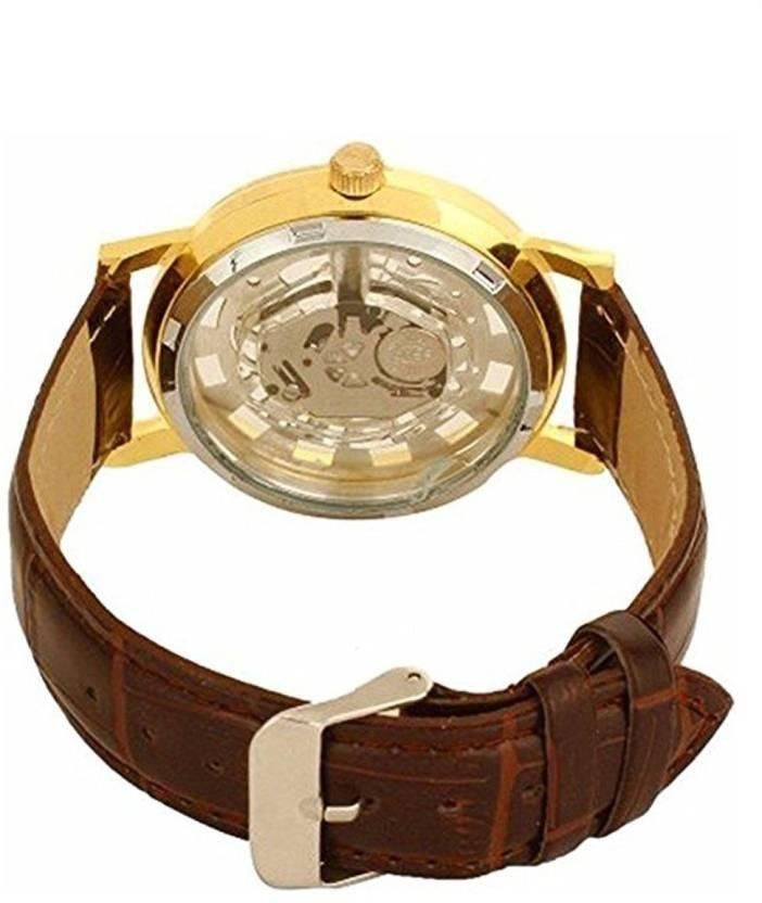 Gold Leather Analog Watch (Men)